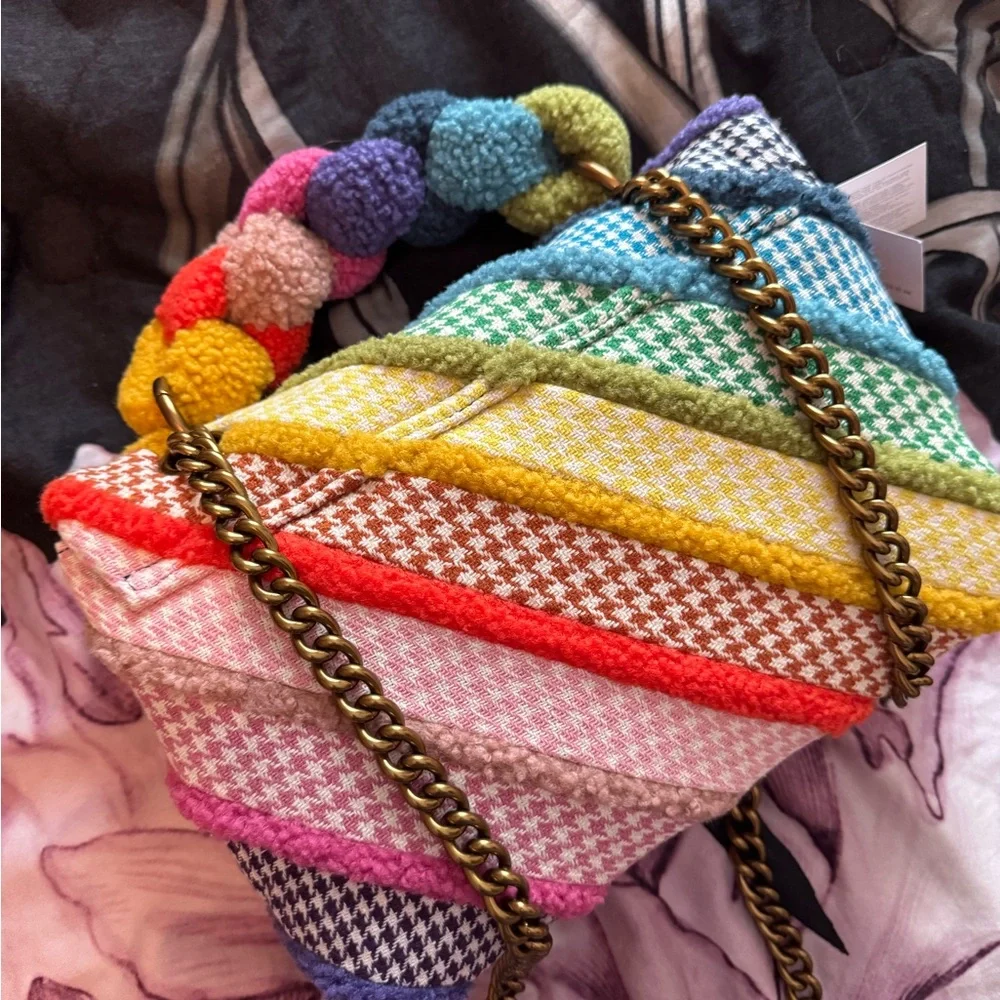 Kurt Geiger Red and Pink Quilted Shoulder Bag with Chain Straps - Picture 3 of 10